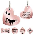 Ultra Joys Dog ID Tag, Custom Dog Tag Personalized Cat Tag, Pet ID Tag, Brushed Stainless Steel Heart Cat Tags Pet Tags Rose Gold Small