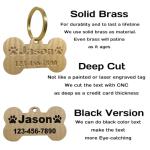 CPAKOWLGOO Solid Brass Deep Engraved Pet ID Tag-Personalized Dog/Cat Collar Tag with Name-Durable,Rust-Resistant,Customizable
