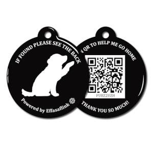 RFID 134.2Khz & QR Code Pet ID Tag, Collar Tag, Dual Function - Scan QR for Helping Lost Pets Go Home, Replace RFID Microchip for Smart Auto Pet Door and Feeder (Black-Dog)