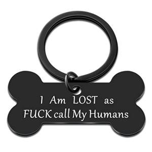 Dog Tags Dog for Pet Lover Stainless Steel Pet ID Tags Keychain Small or Large Cute Unique Pets Mountain Design Collar Puppy (Black) Dog Collar Tag