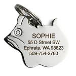 GoTags Cat ID Tag, Personalized Cat Shape Pet ID Tag in Stainless Steel, Includes up to 4 Lines of Custom Engraved Text – Stainless Steel, Kitty Face