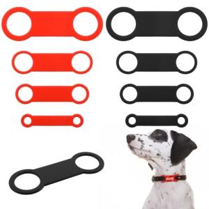 Guduling 8 Pcs Slide on Dog Tag,Dog Tag Rubber Band Replacement,Silicone Slide on Pet Tags,Personalized Name ID,4 Sizes,Ideal for Active Pets, Outdoor Adventures, and Everyday Use