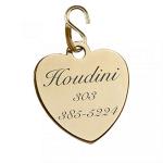 Custom Engraved Heart Pet ID Tag – Shiny Gold Finish Charm Pendant for Dogs & Cats - Custom Name & Phone Number - Durable Metal Tag – Ships from USA