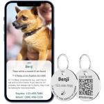 MYLUCKYTAG Personalized Stainless Steel QR Code Pet ID | Dog & Cat Collar Tag | Online Profile | Scanned Location Alert Email | Durable & Waterproof