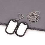 Paialco Stainless Steel Dog Tags Military Set Complete with Chains & Black Silencers