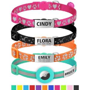 Personalized Reflective Breakaway Cat Collar with ID Tags