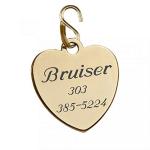Custom Engraved Heart Pet ID Tag – Shiny Gold Finish Charm Pendant for Dogs & Cats - Custom Name & Phone Number - Durable Metal Tag – Ships from USA