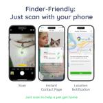 QR Code Dog Tag and Cat Tag, Scan to Reunite Faster, Waterproof and Durable, Lightweight and Quiet, Updatable Contact Info, Glow-in-The-Dark Green