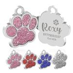 Personalized Glitter Pet ID Tags with Paw Print