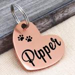 Ultra Joys Dog ID Tag, Custom Dog Tag Personalized Cat Tag, Pet ID Tag, Brushed Stainless Steel Heart Cat Tags Pet Tags Rose Gold Small