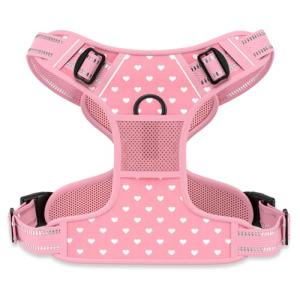 Rnivvi No Pull Dog Harness, Cute Reflective X-Large Sized Puppy Harness, Adjustable Soft Padded Vest for Large Dogs, Heavy Duty Pet Vest with Easy Control Handle for Walking Training, Pink Hearts
