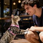 Dooradar Cat Harness and Leash Set, Escape Proof Safe Adjustable Kitten Vest Harnesses for Walking, Easy Control Soft Breathable Mesh Jacket with Reflective Strips for Cats, Pink, XS