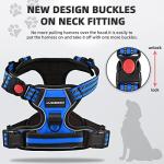 Juqiboom No Pull Dog Harness with A Free Heavy Duty 5ft Dog Leash, Adjustable Soft Padded Dog Vest, Reflective No-Choke Pet Oxford Vest with Easy Control Handle for Small and Large Dogs (Blue, Medium)