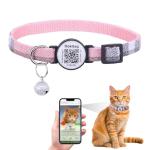DOKITAG Cat Collar Breakaway with QR Code Name Tag, Pet ID Tag,Online Profile-Scan QR Receive Instant Pet Location Alert Email (Pink)