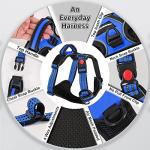 Juqiboom No Pull Dog Harness with A Free Heavy Duty 5ft Dog Leash, Adjustable Soft Padded Dog Vest, Reflective No-Choke Pet Oxford Vest with Easy Control Handle for Small and Large Dogs (Blue, Medium)