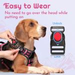 Eagloo Dog Harness for Large Dogs, Easy Wearing with 3 Buckles, Adjustable No Pull Pet Harness with 2 Rings for Walking, No Chock Reflective Soft Padded Vest with Control Handle, Pink & Black, L