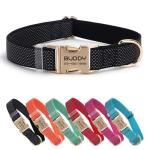 CHRYMPETIC Nylon Personalized Pet Collar with Name, Customizable Laser-Engraved, Ultra-Reflective Dot Design, Durable Metal Buckle for Dogs and Cats - Matching Leash Available (Black)