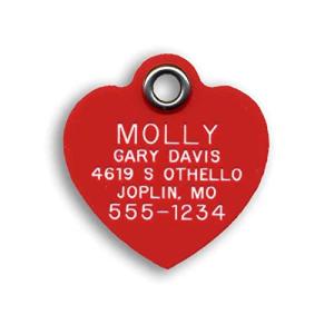 LuckyPet Pet ID Tag - Red Plastic Heart - Custom Engraved Dog Tags & cat Tags. Durable, Easy to Read, Safety Reflective on Back. Size: Medium