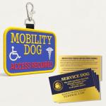 Mobility Dog Service Dog ID Patch Tag – Clips to Vest, Harness, Collar, Leash, or Carrier – Includes 5 Federal Law Handout Cards