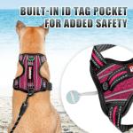 BARKBAY No Pull Dog Harness Large Reflective Dog Harness with Front Clip and Easy Control Handle for Walking Training Running with ID tag Pocket(Pink/Black,L)