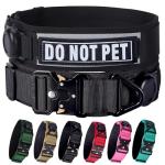 Comfluxe AirTag Dog Collar, 2" Wide Tactical Military Dog Collar with AirTag Holder & 3 Pet Patches, Soft Padded Reflective Waterproof Nylon Collar with Metal Buckle for Large Dogs (Black, L)