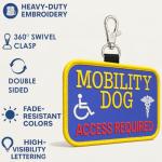 Mobility Dog Service Dog ID Patch Tag – Clips to Vest, Harness, Collar, Leash, or Carrier – Includes 5 Federal Law Handout Cards