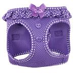 Doggie Design No Choke Dog Harness - Simple Step-in and Go Dog Vest for Small, Medium, and Large Breeds - Breathable Mesh Polyester Pet Harness - Paisley Purple Polka Dot- L