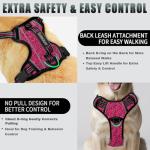 BARKBAY No Pull Dog Harness Large Reflective Dog Harness with Front Clip and Easy Control Handle for Walking Training Running with ID tag Pocket(Pink/Black,L)