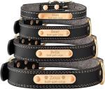 Personalized Dog Collar - Engraved Soft Black Vegan Leather - Custom Small Medium or Large Size with Name Plate (Large)