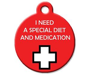 Medical Alert Dog Cat Pet ID Tag - I Need A Special Diet and Medication - Perso...