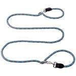 Hands Free 8.5ft Nylon Double Dog Leash with Reflective Stitching, Adjustable Waist Fits All for Medium Large Dogs - Blue