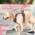 Eagloo Dog Harness for Large Dogs, Easy Wearing with 3 Buckles, Adjustable No Pull Pet Harness with 2 Rings for Walking, No Chock Reflective Soft Padded Vest with Control Handle, Pink & Black, L