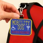 Mobility Dog Service Dog ID Patch Tag – Clips to Vest, Harness, Collar, Leash, or Carrier – Includes 5 Federal Law Handout Cards