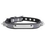 Filhome Personalized Reflective Spiked Dog Collar with Engraved Name Plate, Custom Puppy Pet Leather Studded Dog Collar S (Neck Girth 9.8"-12.5")