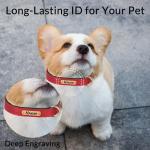 Personalized Leather Dog Collar, Deeply Engraved Leather Pet Collar for Small Medium Large X-Large Dogs and Cats Custom Dog Collar