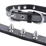 Filhome Personalized Reflective Spiked Dog Collar with Engraved Name Plate, Custom Puppy Pet Leather Studded Dog Collar S (Neck Girth 9.8"-12.5")
