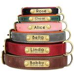 Personalized Leather Dog Collar, Deeply Engraved Leather Pet Collar for Small Medium Large X-Large Dogs and Cats Custom Dog Collar