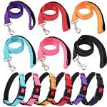 6 Sets Reflective Dog Leash and Collar Set, Nylon Leashes Adjustable Dog Collar Heavy Duty Padded Handle Leash for Small Medium Large Dogs Walking Training(Lovely Color)