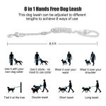 Hands Free 8.5ft Nylon Double Dog Leash with Reflective Stitching, Adjustable Waist Fits All for Medium Large Dogs - Blue