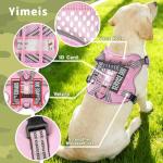 Service Dog Tactical Vest Harness and Leash Set Medium Sized Dog Emotional Support- Tactical Dog Harness Training Collar with Name (Pink, M)