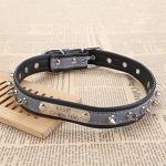 Filhome Personalized Reflective Spiked Dog Collar with Engraved Name Plate, Custom Puppy Pet Leather Studded Dog Collar S (Neck Girth 9.8"-12.5")