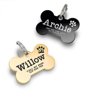 Personalized Stainless Steel Dog Name Tag - 5 Shapes