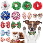 PET SHOW 12pcs Christmas Small Dogs Collar Charms Flowers Bow Ties for Xmas Holiday Party Costumes Medium Dog Cats Doggies Collars Attachment Grooming Accessories