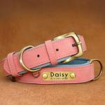 Personalized Leather Dog Collar, Deeply Engraved Leather Pet Collar for Small Medium Large X-Large Dogs and Cats Custom Dog Collar