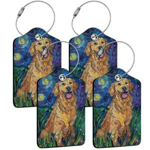 Cute PU Leather Dog ID Tags - 4 Pack