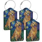 Cute PU Leather Dog ID Tags - 4 Pack