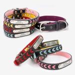 Personalized Braided Leather Dog Collars for Small Medium Large Dogs,Custom Dog ID Collar with Name Plate,Customizable Nameplate Engraved Design,Leash Available,Purple,M Size