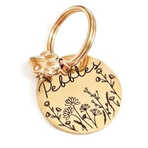 MiauCraft Lifetime Custom Engraved Dog ID Tag – Stainless Steel Pet Tag for Dogs & Cats, Double-Sided Personalization | Fits Collar, Harness, Leash (Golden Round)