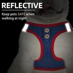 PUPTECK Dog Harness and Leash Set for Small Medium Dogs No Pull Step-in Soft Mesh Puppy Cat Vest Harnesses Reflective at Night, Denim NavyBlue S