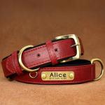 Personalized Leather Dog Collar, Deeply Engraved Leather Pet Collar for Small Medium Large X-Large Dogs and Cats Custom Dog Collar